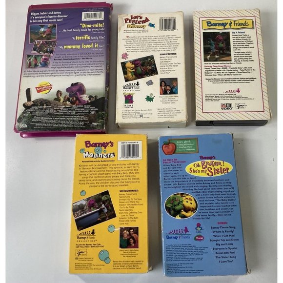 5 Barney VHS Video Tape Sing-Along Great Adventure Manners Pretend Be Friend Lot - Picture 5 of 6